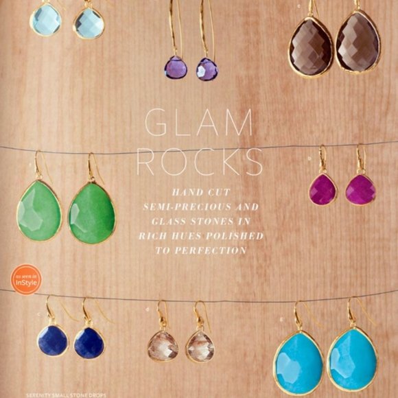 Stella & Dot | Retired Semi-Precious Blue Lapis Serenity Stone + Gold Ea… - Picture 4 of 5